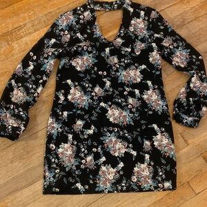 Wayf Black Floral Mini Dress